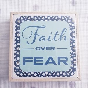 Faith Over Fear Mini Coaster Standing Decor. NWT.
